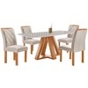 Mesa de Jantar 4 Lugares Kyra/Arthus com Vidro Cinamomo/Off White/Suede Bege - Cel Móveis