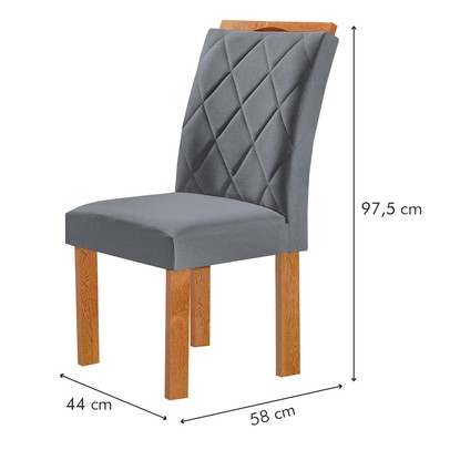 Mesa de Jantar 4 Lugares Kyra/Arthus com Vidro Cinamomo/Off White/Suede Cinza - Cel Móveis