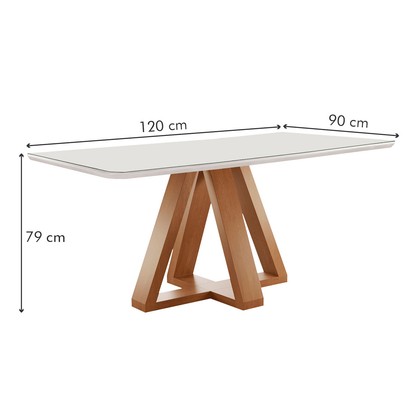 Mesa de Jantar 4 Lugares Kyra/Arthus com Vidro Cinamomo/Off White/Suede Cinza - Cel Móveis