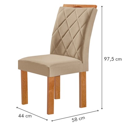 Mesa de Jantar 4 Lugares Kyra/Arthus com Vidro Cinamomo/Off White/Suede Cru - Cel Móveis