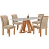 Mesa de Jantar 4 Lugares Kyra/Arthus com Vidro Cinamomo/Off White/Suede Cru - Cel Móveis
