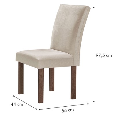 Mesa de Jantar 4 Lugares Kyra/Canela com Vidro Chocolate/Off White/Suede Bege - Cel Móveis