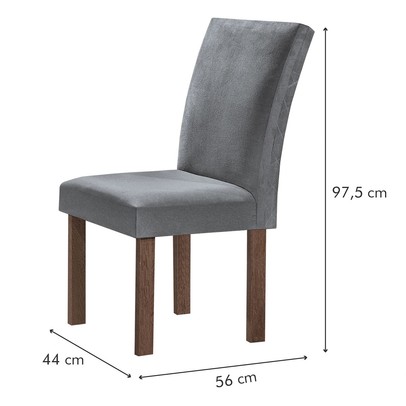 Mesa de Jantar 4 Lugares Kyra/Canela com Vidro Chocolate/Off White/Suede Cinza - Cel Móveis