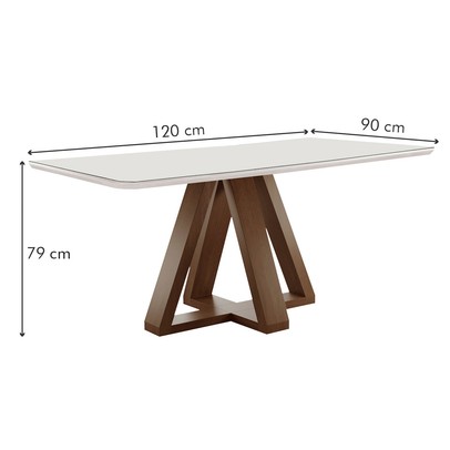 Mesa de Jantar 4 Lugares Kyra/Canela com Vidro Chocolate/Off White/Suede Cru - Cel Móveis