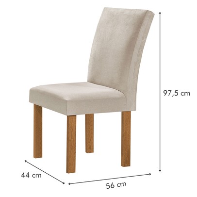 Mesa de Jantar 4 Lugares Kyra/Canela com Vidro Cinamomo/Off White/Suede Bege - Cel Móveis