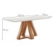 Mesa de Jantar 4 Lugares Kyra/Canela com Vidro Cinamomo/Off White/Suede Bege - Cel Móveis