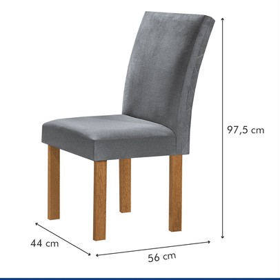 Mesa de Jantar 4 Lugares Kyra/Canela com Vidro Cinamomo/Off White/Suede Cinza - Cel Móveis