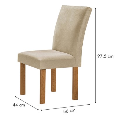 Mesa de Jantar 4 Lugares Kyra/Canela com Vidro Cinamomo/Off White/Suede Cru - Cel Móveis