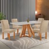Mesa de Jantar 4 Lugares Kyra/Canela com Vidro Cinamomo/Off White/Suede Cru - Cel Móveis