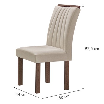 Mesa de Jantar 6 Lugares Kyra/Arizona com Vidro Chocolate/Off White/Suede Bege - Cel Móveis