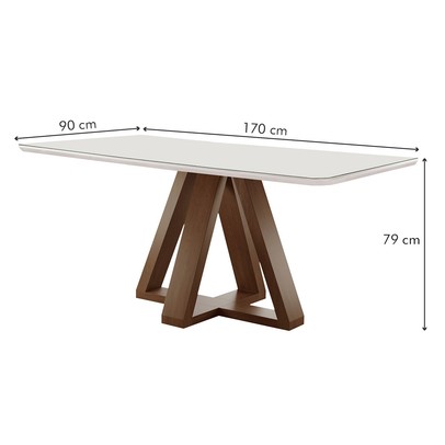Mesa de Jantar 6 Lugares Kyra/Arizona com Vidro Chocolate/Off White/Suede Bege - Cel Móveis