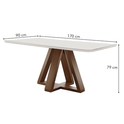 Mesa de Jantar 6 Lugares Kyra/Arizona com Vidro Chocolate/Off White/Suede Cinza - Cel Móveis