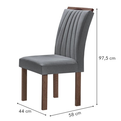 Mesa de Jantar 6 Lugares Kyra/Arizona com Vidro Chocolate/Off White/Suede Cinza - Cel Móveis