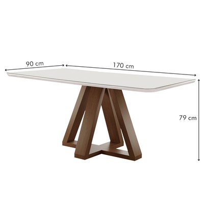Mesa de Jantar 6 Lugares Kyra/Arizona com Vidro Chocolate/Off White/Suede Cru - Cel Móveis