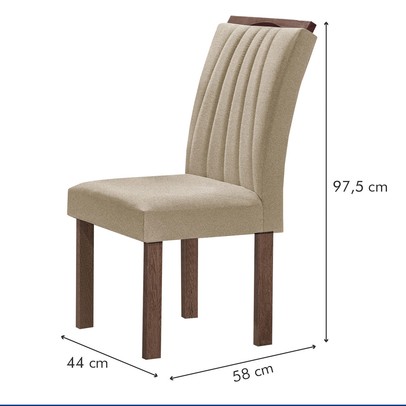 Mesa de Jantar 6 Lugares Kyra/Arizona com Vidro Chocolate/Off White/Suede Cru - Cel Móveis