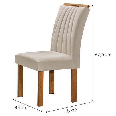 Mesa de Jantar 6 Lugares Kyra/Arizona com Vidro Cinamomo/Off White/Suede Bege - Cel Móveis