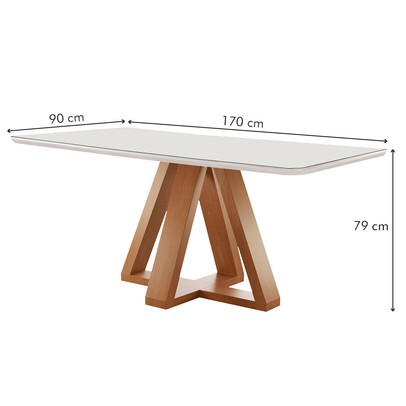 Mesa de Jantar 6 Lugares Kyra/Arizona com Vidro Cinamomo/Off White/Suede Bege - Cel Móveis