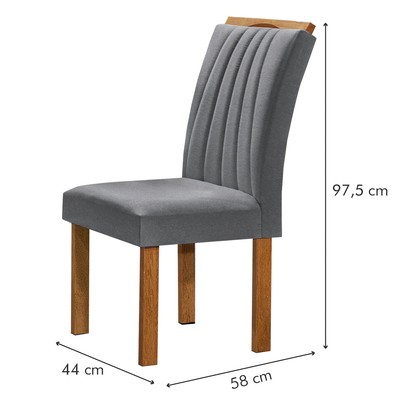 Mesa de Jantar 6 Lugares Kyra/Arizona com Vidro Cinamomo/Off White/Suede Cinza - Cel Móveis