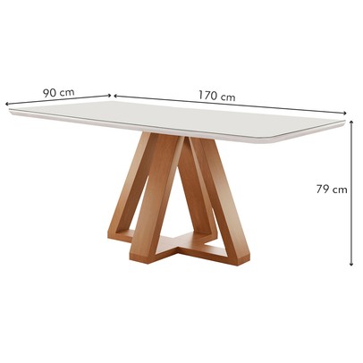 Mesa de Jantar 6 Lugares Kyra/Arizona com Vidro Cinamomo/Off White/Suede Cinza - Cel Móveis