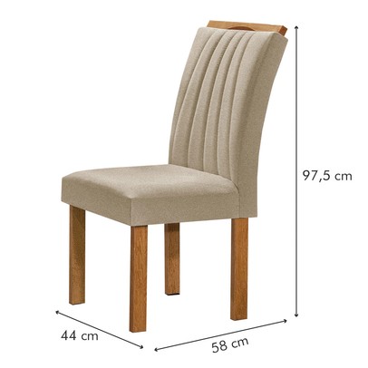 Mesa de Jantar 6 Lugares Kyra/Arizona com Vidro Cinamomo/Off White/Suede Cru - Cel Móveis