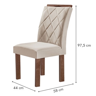 Mesa de Jantar 6 Lugares Kyra/Arthus com Vidro Chocolate/Off White/Suede Bege - Cel Móveis