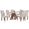 Mesa de Jantar 6 Lugares Kyra/Arthus com Vidro Chocolate/Off White/Suede Bege - Cel Móveis
