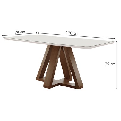 Mesa de Jantar 6 Lugares Kyra/Arthus com Vidro Chocolate/Off White/Suede Cinza - Cel Móveis