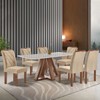 Mesa de Jantar 6 Lugares Kyra/Arthus com Vidro Chocolate/Off White/Suede Cru - Cel Móveis