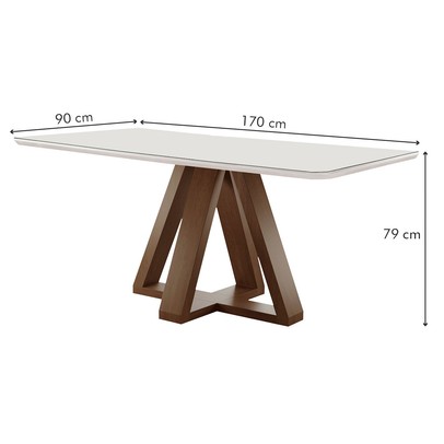 Mesa de Jantar 6 Lugares Kyra/Arthus com Vidro Chocolate/Off White/Suede Cru - Cel Móveis