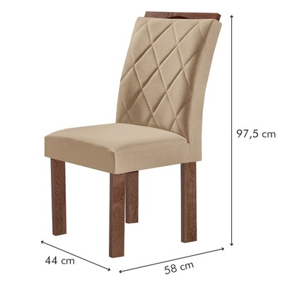 Mesa de Jantar 6 Lugares Kyra/Arthus com Vidro Chocolate/Off White/Suede Cru - Cel Móveis