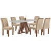 Mesa de Jantar 6 Lugares Kyra/Arthus com Vidro Chocolate/Off White/Suede Cru - Cel Móveis