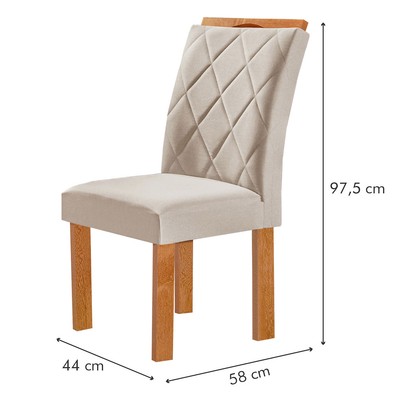 Mesa de Jantar 6 Lugares Kyra/Arthus com Vidro Cinamomo/Off White/Suede Bege - Cel Móveis