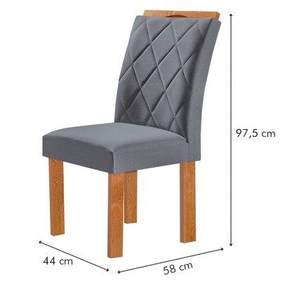 Mesa de Jantar 6 Lugares Kyra/Arthus com Vidro Cinamomo/Off White/Suede Cinza - Cel Móveis