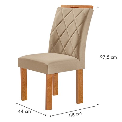 Mesa de Jantar 6 Lugares Kyra/Arthus com Vidro Cinamomo/Off White/Suede Cru - Cel Móveis