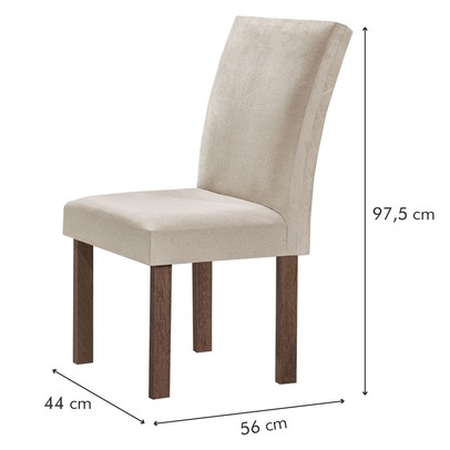 Mesa de Jantar 6 Lugares Kyra/Canela com Vidro Chocolate/Off White/Suede Bege - Cel Móveis