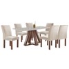 Mesa de Jantar 6 Lugares Kyra/Canela com Vidro Chocolate/Off White/Suede Bege - Cel Móveis