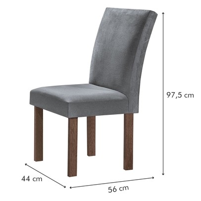 Mesa de Jantar 6 Lugares Kyra/Canela com Vidro Chocolate/Off White/Suede Cinza - Cel Móveis