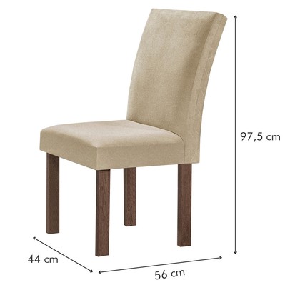 Mesa de Jantar 6 Lugares Kyra/Canela com Vidro Chocolate/Off White/Suede Cru - Cel Móveis