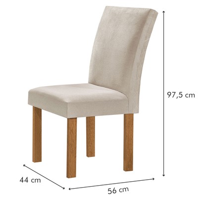 Mesa de Jantar 6 Lugares Kyra/Canela com Vidro Cinamomo/Off White/Suede Bege - Cel Móveis