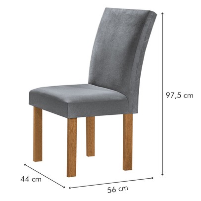 Mesa de Jantar 6 Lugares Kyra/Canela com Vidro Cinamomo/Off White/Suede Cinza - Cel Móveis