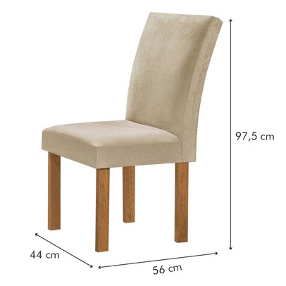 Mesa de Jantar 6 Lugares Kyra/Canela com Vidro Cinamomo/Off White/Suede Cru - Cel Móveis