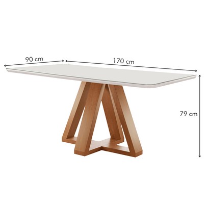 Mesa de Jantar 6 Lugares Kyra/Canela com Vidro Cinamomo/Off White/Suede Cru - Cel Móveis