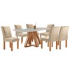 Mesa de Jantar 6 Lugares Kyra/Canela com Vidro Cinamomo/Off White/Suede Cru - Cel Móveis