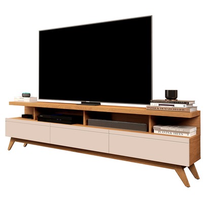 Rack para TV Até 72 Polegadas Vivare Wood 3 Gavetas Nature/Off White - Giga Móveis