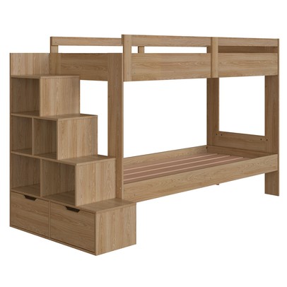 Beliche Infantil 2 Gavetas com Escada Aveiro Oak - Completa Móveis