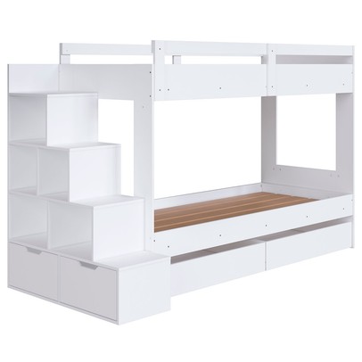 Beliche 4 Gavetas com Escada Branco - Completa Móveis