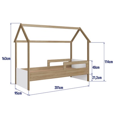 Cama Infantil Montessoriana Aveiro Oak/Branco - Completa Móveis