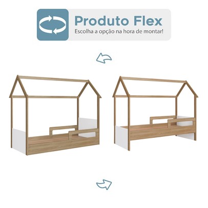 Cama Infantil Montessoriana Aveiro Oak/Branco - Completa Móveis