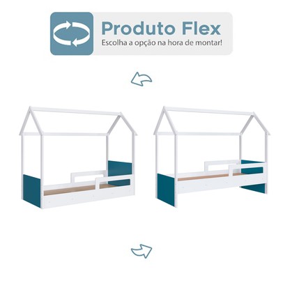 Cama Infantil Montessoriana Branco/Azul Secreto - Completa Móveis