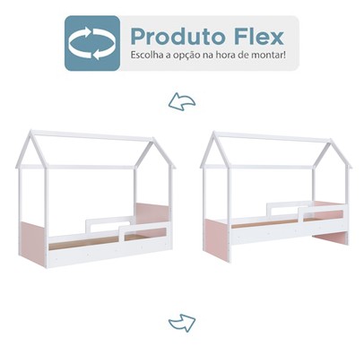 Cama Infantil Montessoriana Branco/Rosa - Completa Móveis